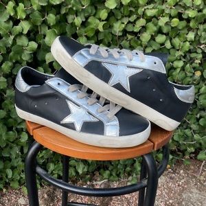 Golden Goose Superstar Low Top Sneakers Black Metallic Silver